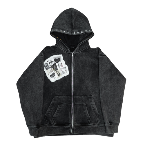 Charcoal "Collage" Zip-up