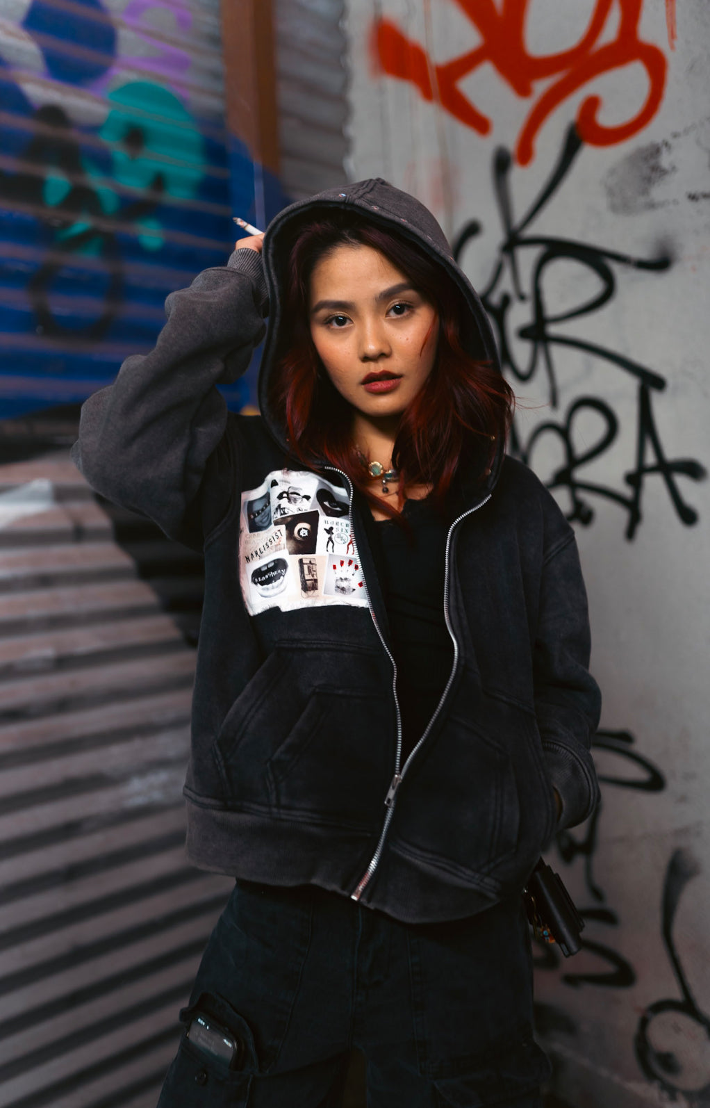 Charcoal "Collage" Zip-up